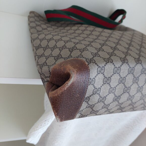 Gucci Web Tan Monogram Canvas Sherry Line GG Tote Bag - Picture 9 of 16